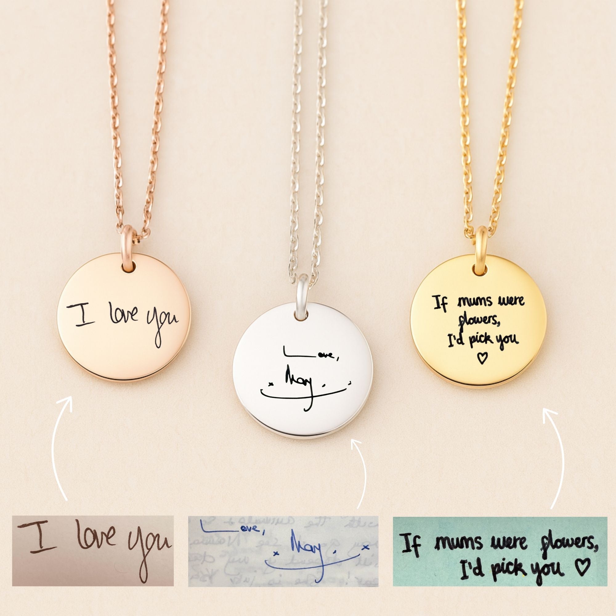 Handwriting Disc Necklace