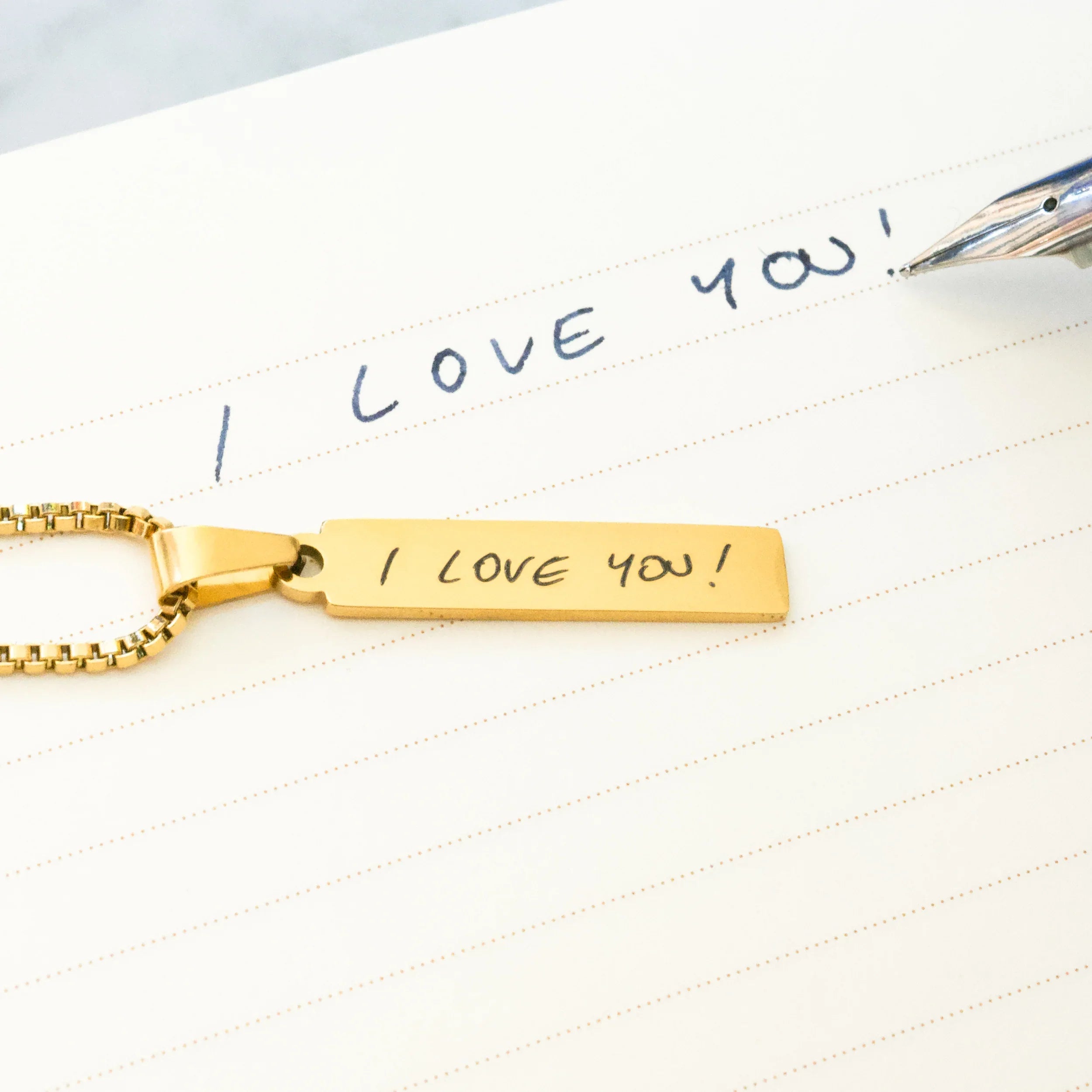 Handwriting Vertical Bar Necklace