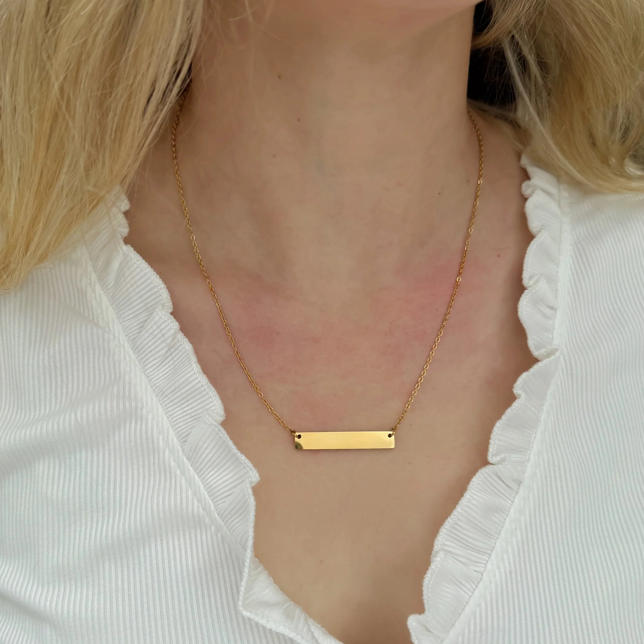 Handwriting Horizontal Bar Necklace